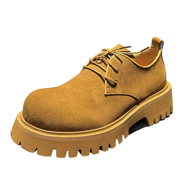 Martin boots men's low-top British style retro nubuck ເກີບເຮັດວຽກຫນັງ sole ຫນາເພີ່ມຂຶ້ນຫນັງແທ້ຂະຫນາດໃຫຍ່ toe ເກີບຜູ້ຊາຍບາດເຈັບແລະ