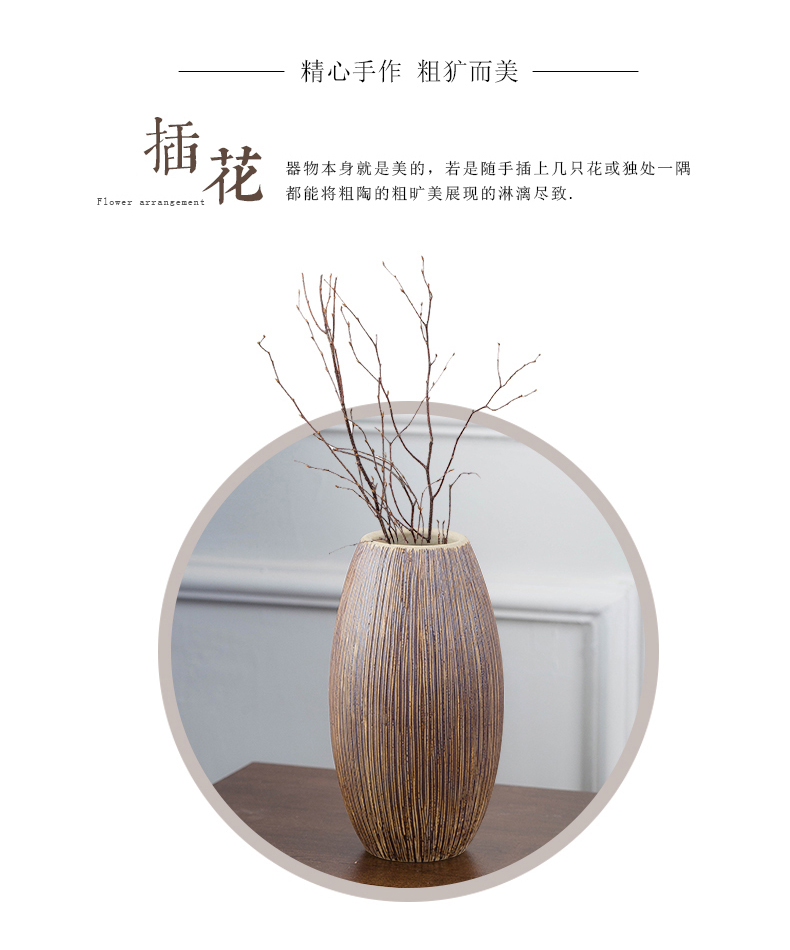 Ceramic vase three - piece restoring ancient ways of I and contracted household wine decorative flower implement creative furnishing articles dry flower vase