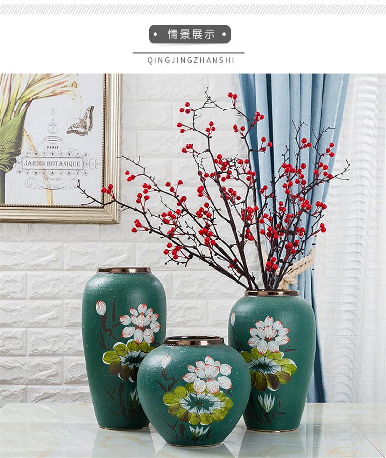 Jingdezhen ceramic vase hand - made painting of flowers and dried flowers, flower arrangement sitting room porch decorate household furnishing articles of Chinese style restoring ancient ways