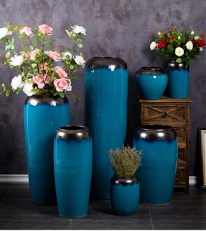 Jingdezhen of large vases, ceramic hotel lobby decorative dried flowers flower arrangement furnishing articles I and contracted to the Mediterranean