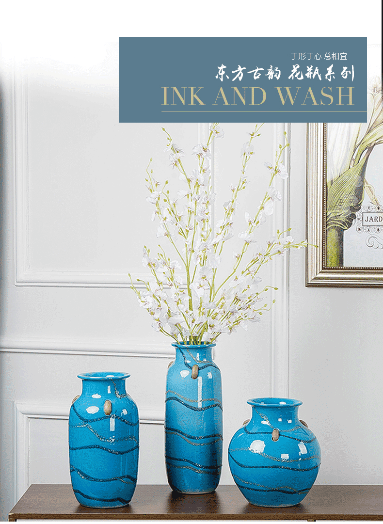 Insert jingdezhen ceramics vase home sitting room ark decoration Mediterranean dried flower flower implement creative furnishing articles
