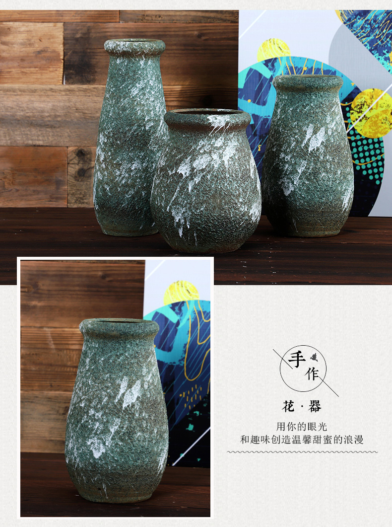 Jingdezhen ceramic vase coarse pottery basin of retro points home sitting room porch decoration ideas dry flower receptacle vessels