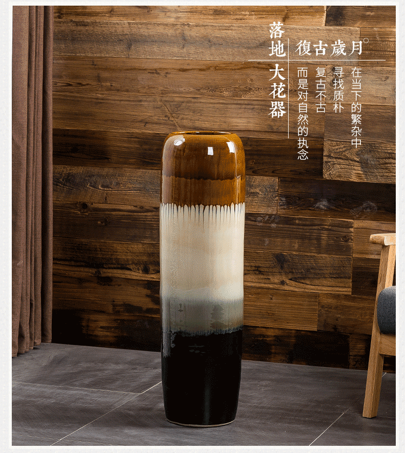 Jingdezhen up floor vase large household, sitting room adornment flower arranging high I and contracted style porch place