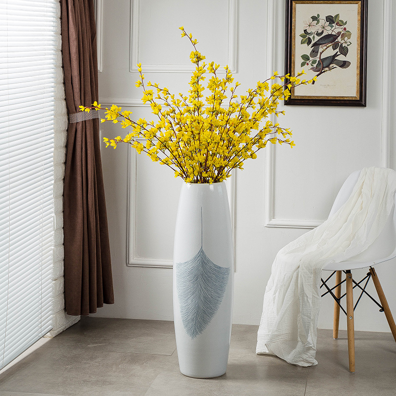 European jingdezhen ground vase large I and contracted white ceramic household decorates sitting room place flower arrangement