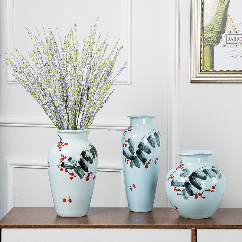 Jingdezhen new Chinese modern ceramic three - piece vase dry flower arranging wine sitting room adornment place adorn article vase