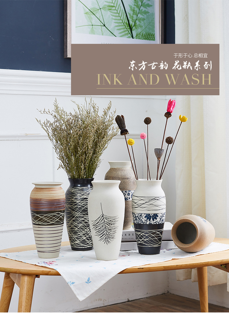 Jingdezhen ceramic dry flower vase household pottery furnishing articles I and contracted Europe type restoring ancient ways is the sitting room is decorated vase