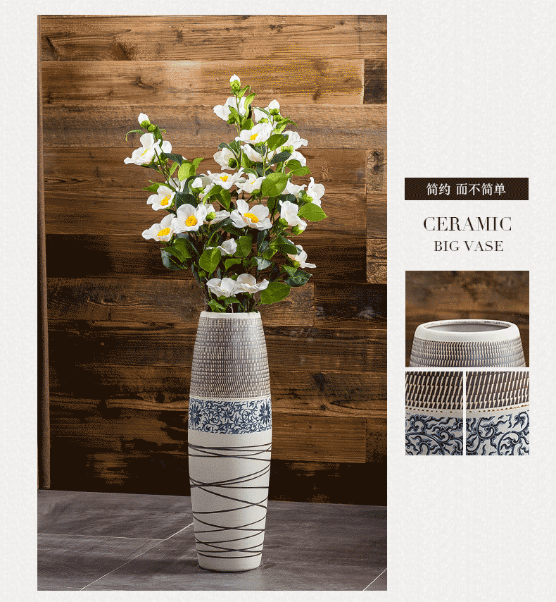 Jingdezhen ground vase large - sized ceramic furnishing articles I and contracted household decorates porch retro flower arranging big living room