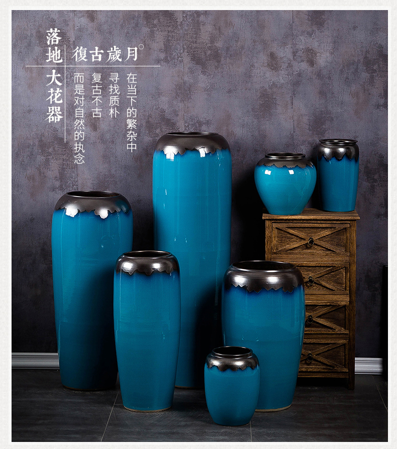 Jingdezhen of large vases, ceramic hotel lobby decorative dried flowers flower arrangement furnishing articles I and contracted to the Mediterranean