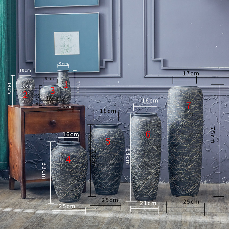 Jingdezhen ceramic vase landed dried flowers coarse pottery restoring ancient ways is I and contracted household adornment flower arranging furnishing articles big living room