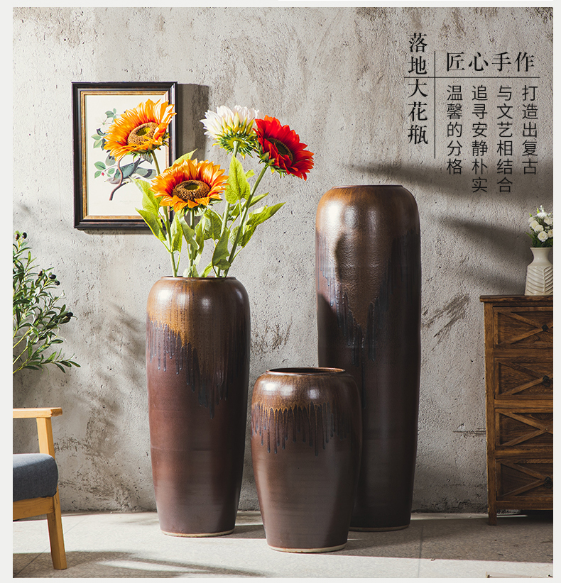 Jingdezhen landing vase large - sized ceramic decoration to the hotel courtyard creative pottery flower arrangement to heavy high furnishing articles to restore ancient ways