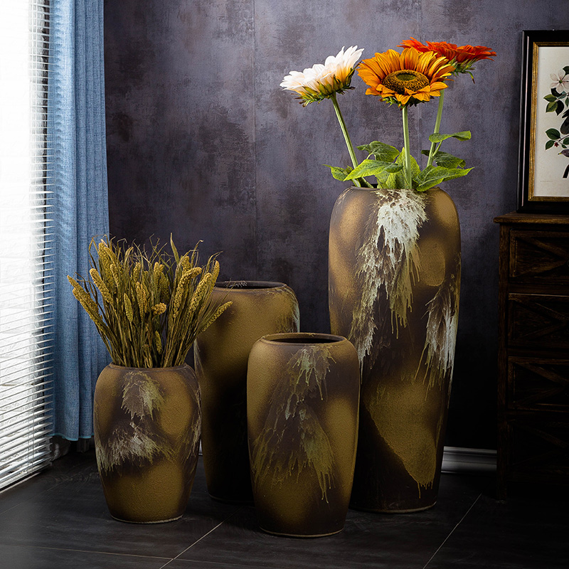 Jingdezhen ground vase large - sized ceramic home sitting room porch decoration ideas pottery flower arranging high furnishing articles to restore ancient ways