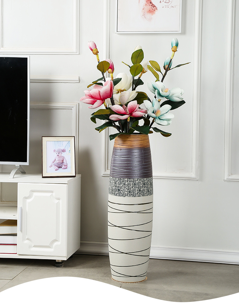 Jingdezhen ceramic vase landing large dried flower adornment furnishing articles sitting room of I and contracted western - style porch flower arrangement