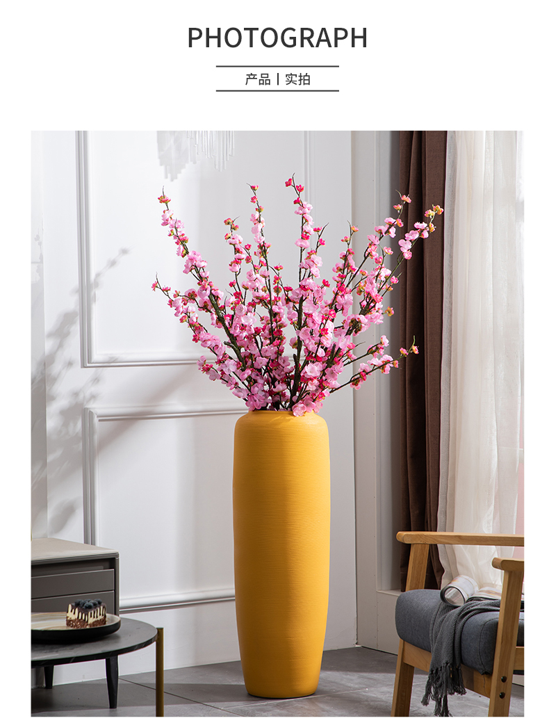 Jingdezhen ceramic vase of large yellow I and contracted household living room TV cabinet European furnishing articles flower arrangement