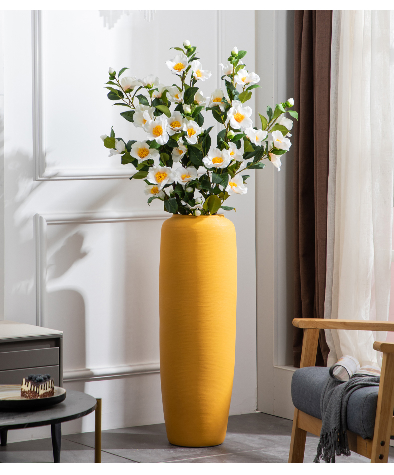 Jingdezhen ceramic vase of large yellow I and contracted household living room TV cabinet European furnishing articles flower arrangement