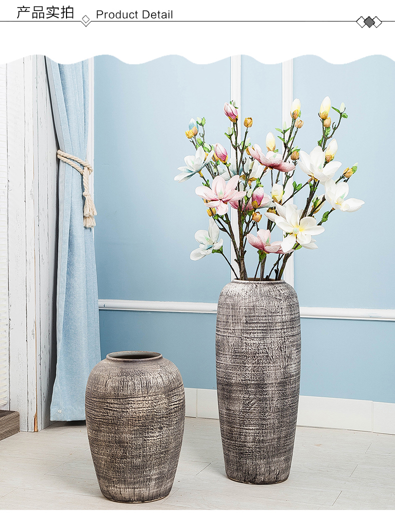 Jingdezhen ceramic vases, dried flowers thick clay ground large flower implement home sitting room restoring ancient ways of modern furnishing articles flower arrangement