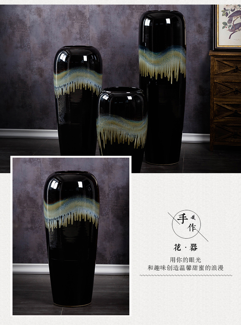 Jingdezhen ground vase I and contracted large ceramic opening taking the hotel lobby decoration flower arranging furnishing articles