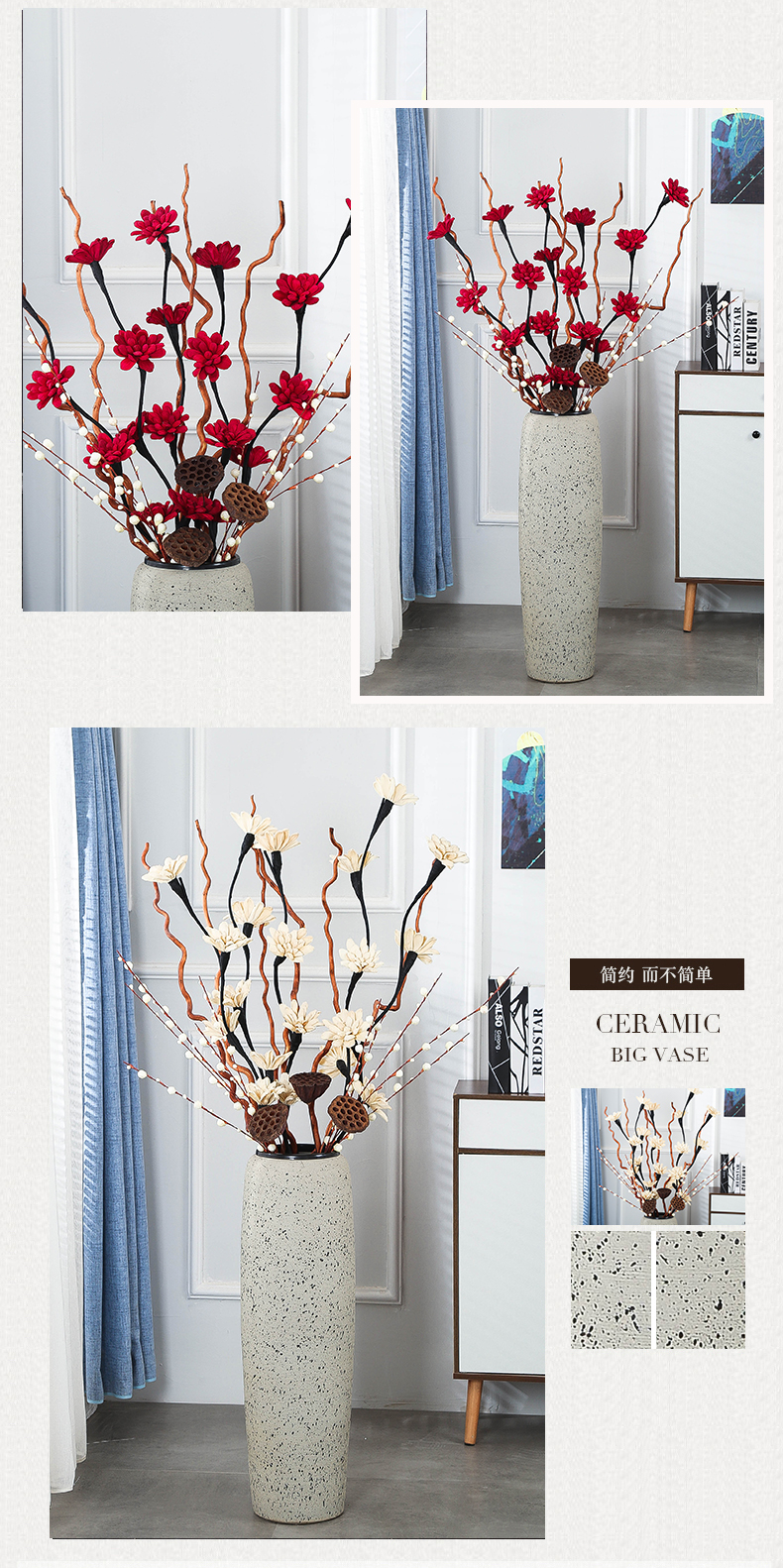 Landing a large ceramic vases, dried flower adornment place to live in the sitting room porch I and contracted Europe type creative flower arrangement