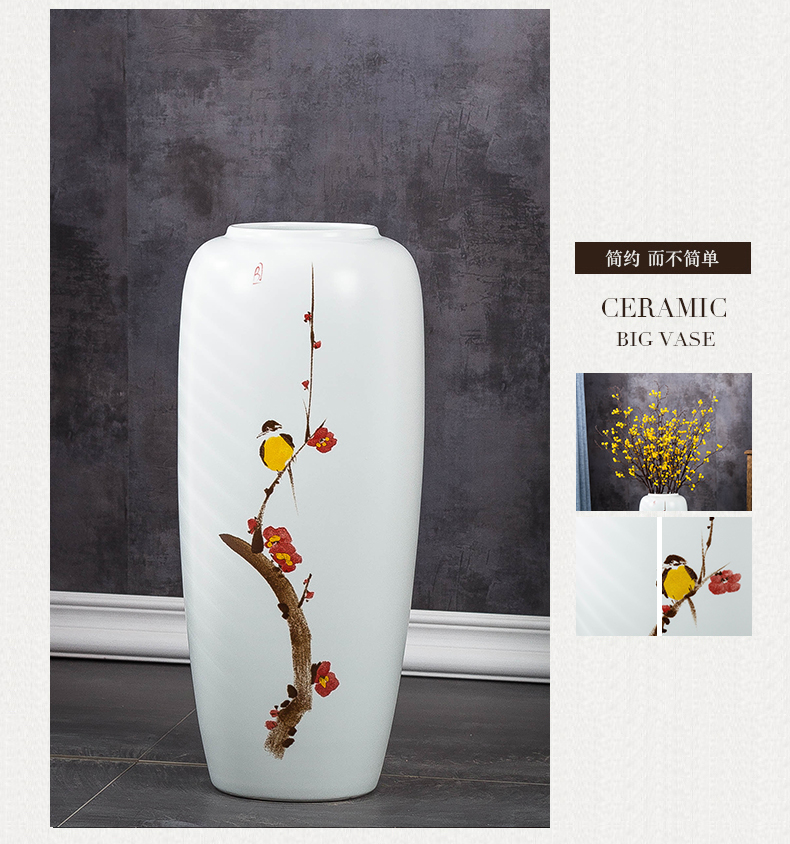 Jingdezhen ceramic hand - made ground vase European I and contracted sitting room TV cabinet dry flower arranging flowers, soft furnishing articles