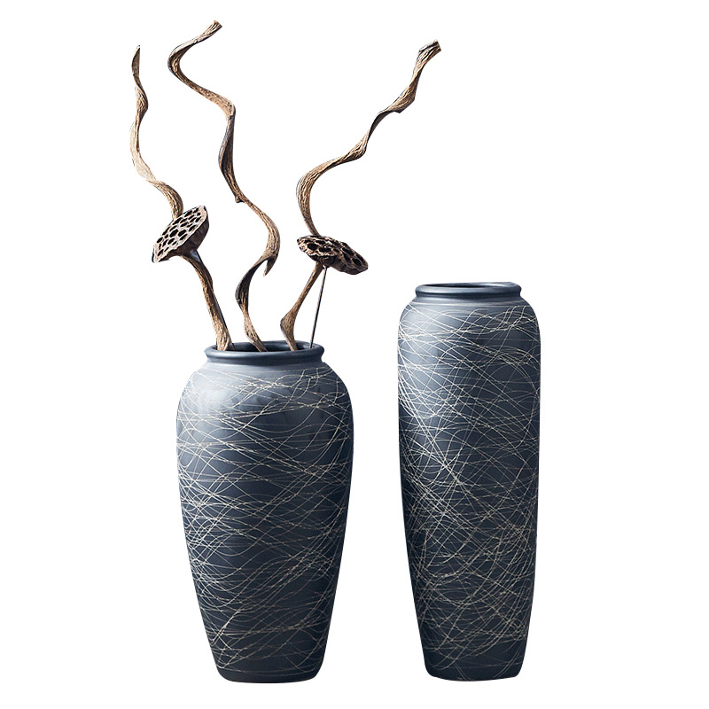 Jingdezhen ceramic vase landed dried flowers coarse pottery restoring ancient ways is I and contracted household adornment flower arranging furnishing articles big living room