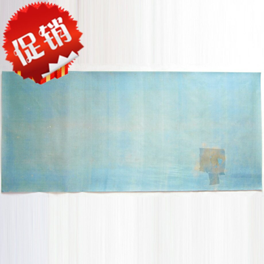 The old framing material of the old silk painting of the Qing Dynasty 172 x 79 lake blue silk silk painting old framing materials