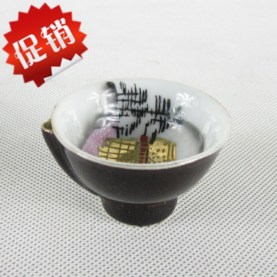 Japanese Reflux Porcelain Tea Ceremony Meiji Period Kyoto Kiyomizu Flute Cup Whistle Cup Tea Wine Cup Antique Antique Collection
