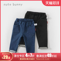cutebunny girls trousers winter clothes baby thick jeans baby plus velvet warm casual long pants