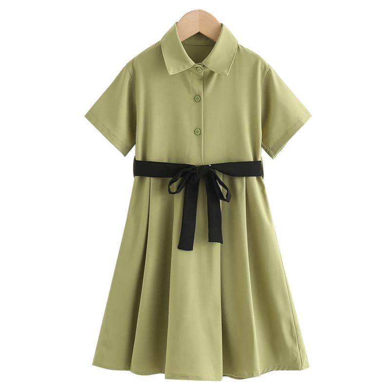 Cô gái ăn mặc mùa hè váy 2020 mới trẻ em váy eo nhỏ công chúa váy cô gái bơ váy màu xanh lá cây