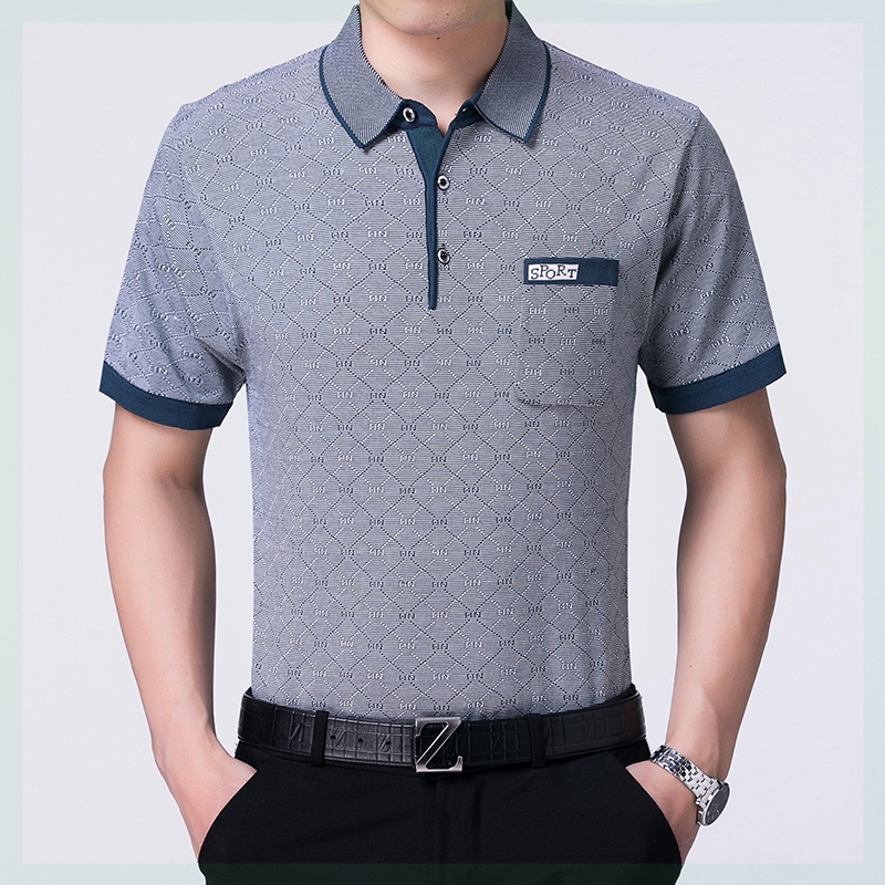 Dài tay tách cà vạt túi đầu mùa thu áo khoác nam giới có độ tuổi trung niên cha polo thực túi T-shirt áo sơ mi nam