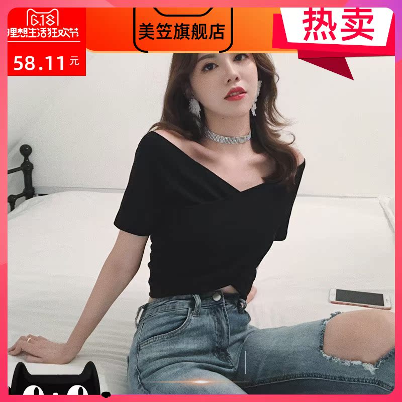 Phụ nữ 2020 triều mới ngắn tay t-shirt nữ sinh Hàn Quốc phiên bản của đỉnh ngắn mở rốn V-cổ edire ins