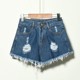 quần short denim lớn quần nóng chân quần jean lỗ denim quần short nữ tăng chất béo mùa hè devened chất béo mm rìa tóc