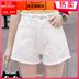 Mùa hè denim quần short của phụ nữ 018 eo cao lỏng siêu mỏng 4 điểm lớn sân mỡ 5 điểm mới 45 điểm. 