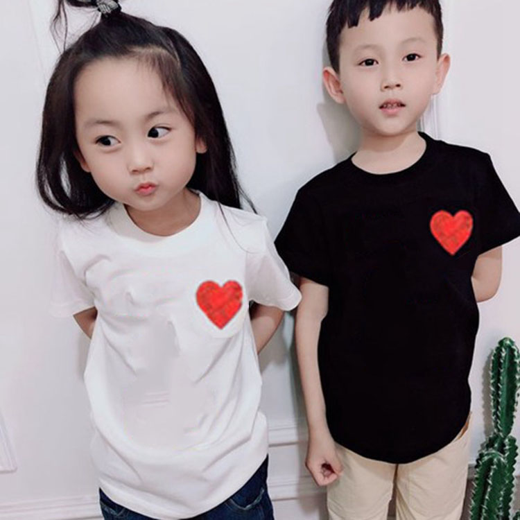 sao vài cha-con với người hâm mộ triều 2020 mùa xuân váy mới tình yêu thêu bông ngắn tay T-shirt in