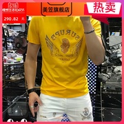 bộ châu Âu ngắn sleevehandsome ròng đỏ t-shirt mới áo sơ mi nam mới trạm cá tính 2020 nóng kim cương vòng cổ áo mùa hè