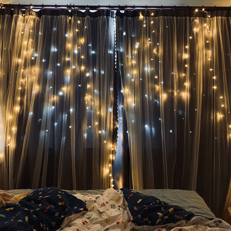 Curtain blackout hollow star net red ins bedroom girl hook type 2021 new Nordic simple starry sky cloth