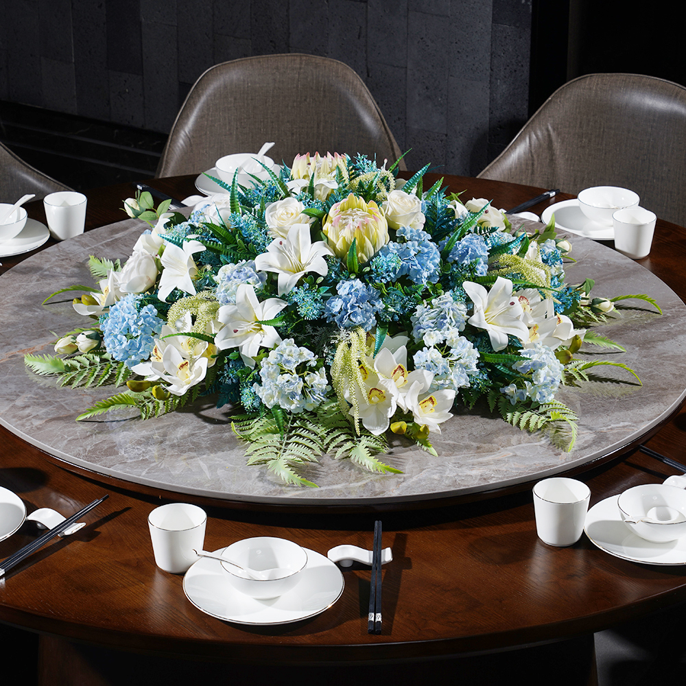 Table Flowers Flower Place High-end Hotel Simulation Flower Restaurant Decorated Fake Flower Roundtable Roundtable Roundtable Roundtable Roundtable Roundtable