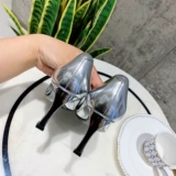 Летние туфли на высоком каблуке с низким вырезом, из натуральной кожи, зеркальный эффект, 2020