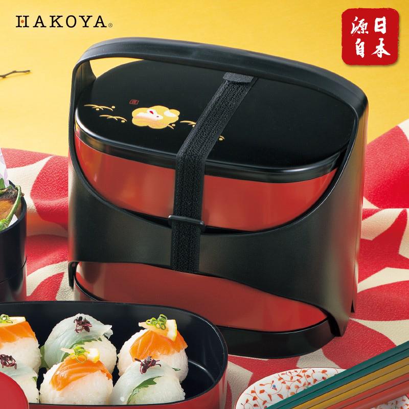 hakoya day style ancient wind lunch box with three layers of portable portable lunch box poly-meal cute adult imported dining box