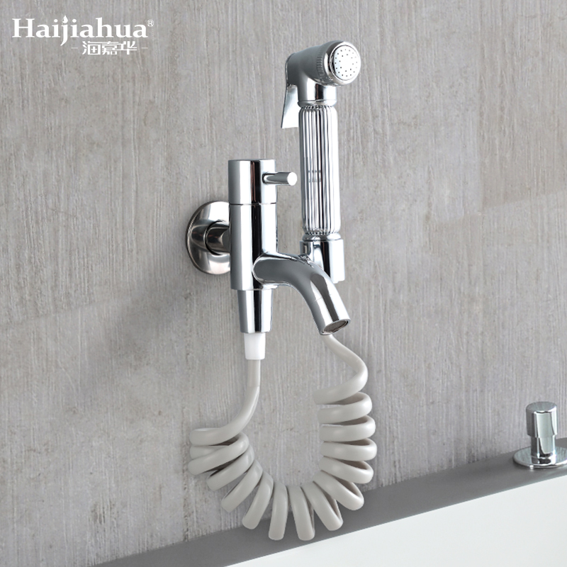 Full copper household tap into wall style with spray gun nozzle telescopic tap mop pool toilet flushing suit mate