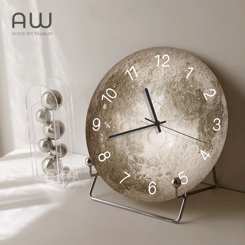 Moon-Themed Living Room Home Decor Wall Clock, Trendy Creative Clock, Modern Minimalist Dining Room Silent Clock Ornament
