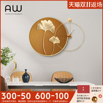 AW modern simple restaurant decorative painting with a watch table wall with a silver apricot stereo creative light luxury mural