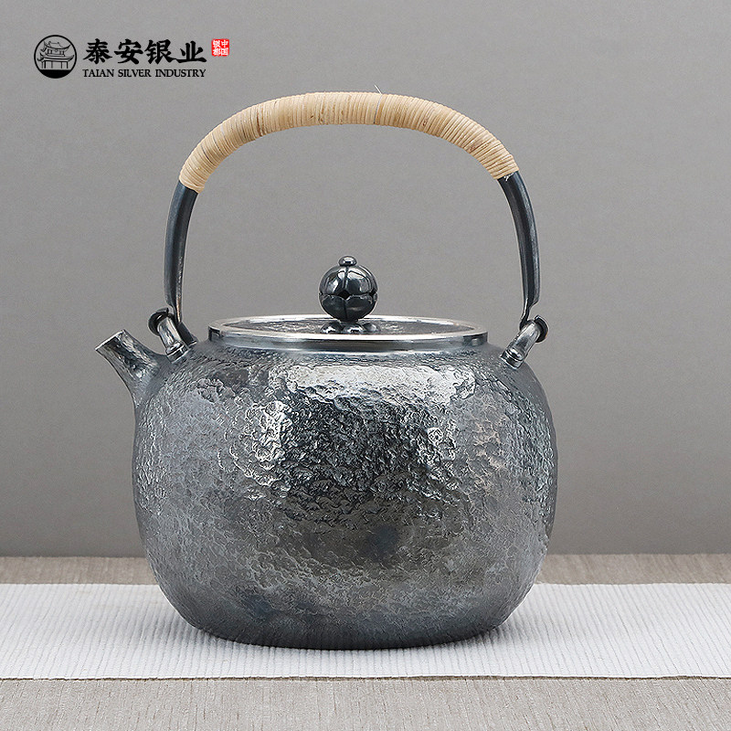 Taian Silver Industry Pure Silver Burning Kettle 999 Rocky Mark Day Style A Hit Kongfu Tea Furniture Chinese Teapot