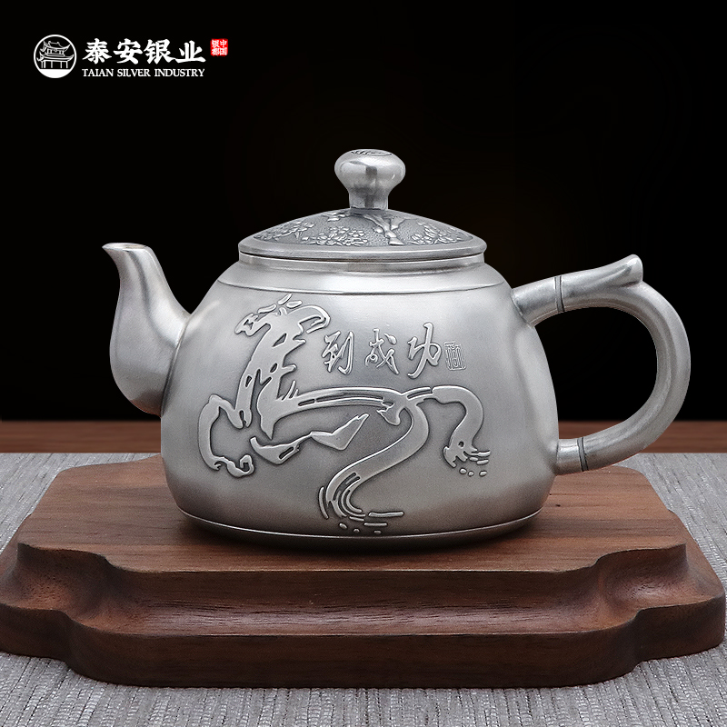 Tai'an silver industry silver teapot pure silver horse to successful silver pot tea maker upscale utilityThe tea furniture set group silver tea cup