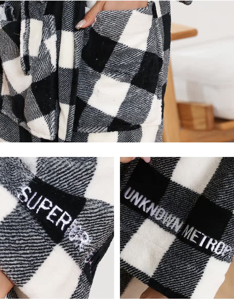 Áo ngủ flannel nữ dài phần nam san hô nhung đồ ngủ mùa đông cặp vợ chồng áo choàng trùm đầu dịch vụ nhà áo choàng tắm áo choàng ngủ