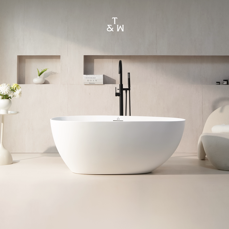 Travell Acrylic Bathtub for Home Use, Oval Egg-Shaped Freestanding Small-Sized Adult Soaking Bathtub for Guesthouses Travell Acrylic Bathtub for Home Use, Oval Egg-Shaped Freestanding Small-Sized Adult Soaking Bathtub for Guesthouses