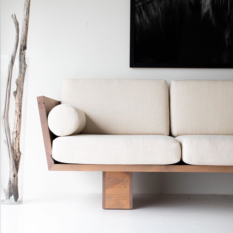 Lane ∣ Nordic Japanese-style living room fabric three-person sofa B&B hotel solid wood single small sofa small apartment
