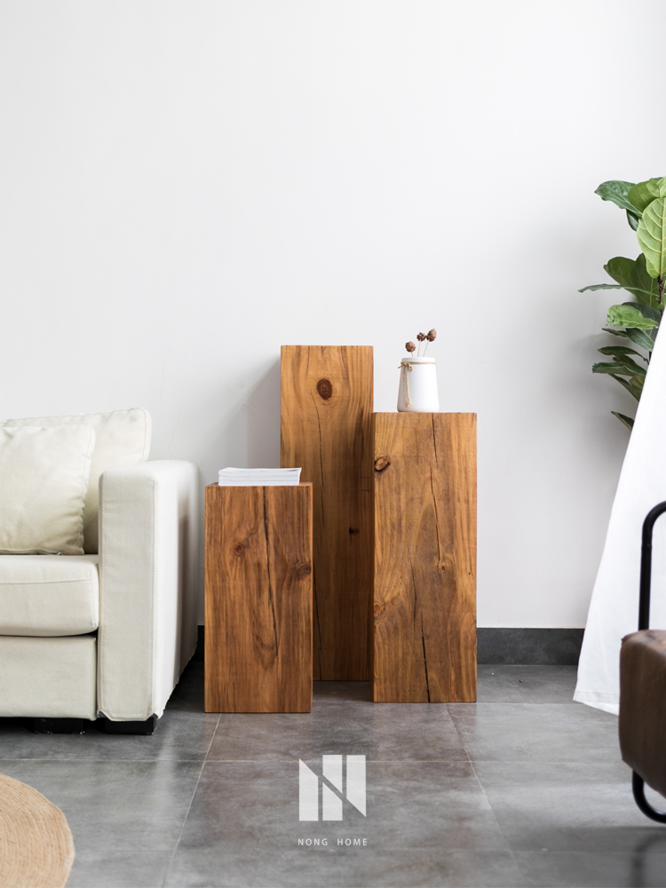 Nordic Living Room Solid Wood Sofa Edge A Few Original Eco Wood Mound Flower Racks Creative Folk Bed Head Cabinet Corner A Few Swing Pieces