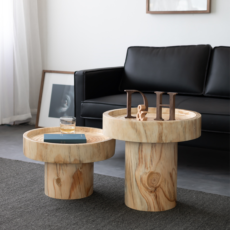 Nordic Solid Wood Round Tea Table Living Room Sofa Edge A Few Designers Creative Root Carved Tree Piers Modern Minimun Log Piers