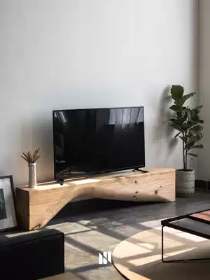 Nordic simple all solid wood TV cabinet Bed and breakfast exhibition hall log long stool Designer creative wooden pier shoe stool