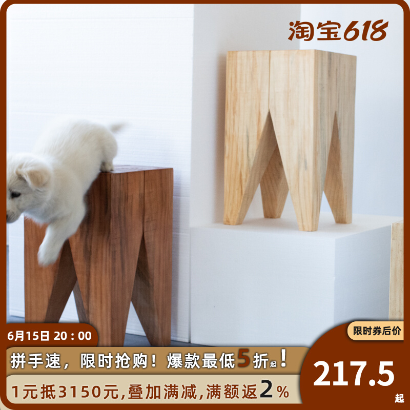 Nordic Solid Wood Mound Wood Mound Log Tree Stump Wood Pile Tea Table Day Style Short Stool Tree Stump Wood Dun Folk Hangover Guest House Stall