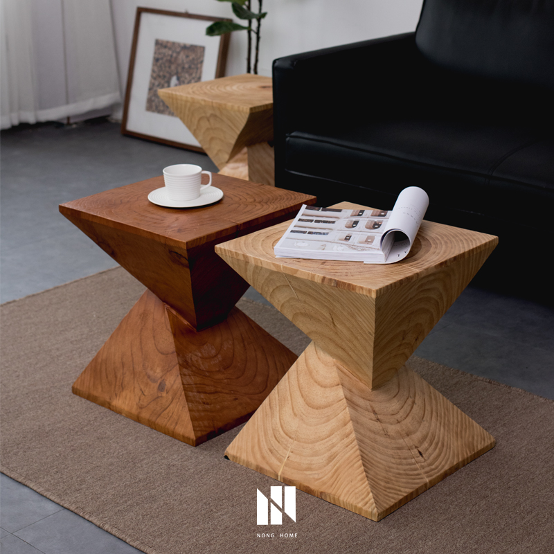 Modern minimalist solid wood edge a few Nordic small family style living room day style tea table designer creative wooden pier log corner a few